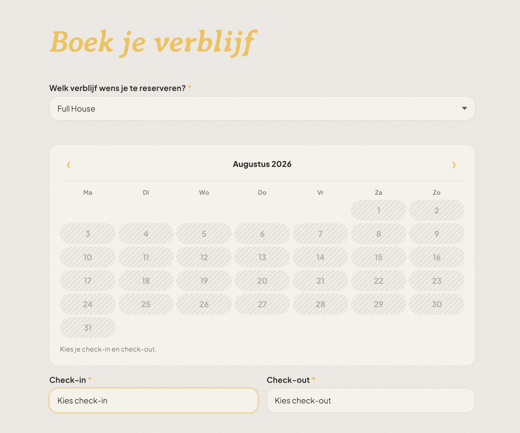 Boekingen via de website